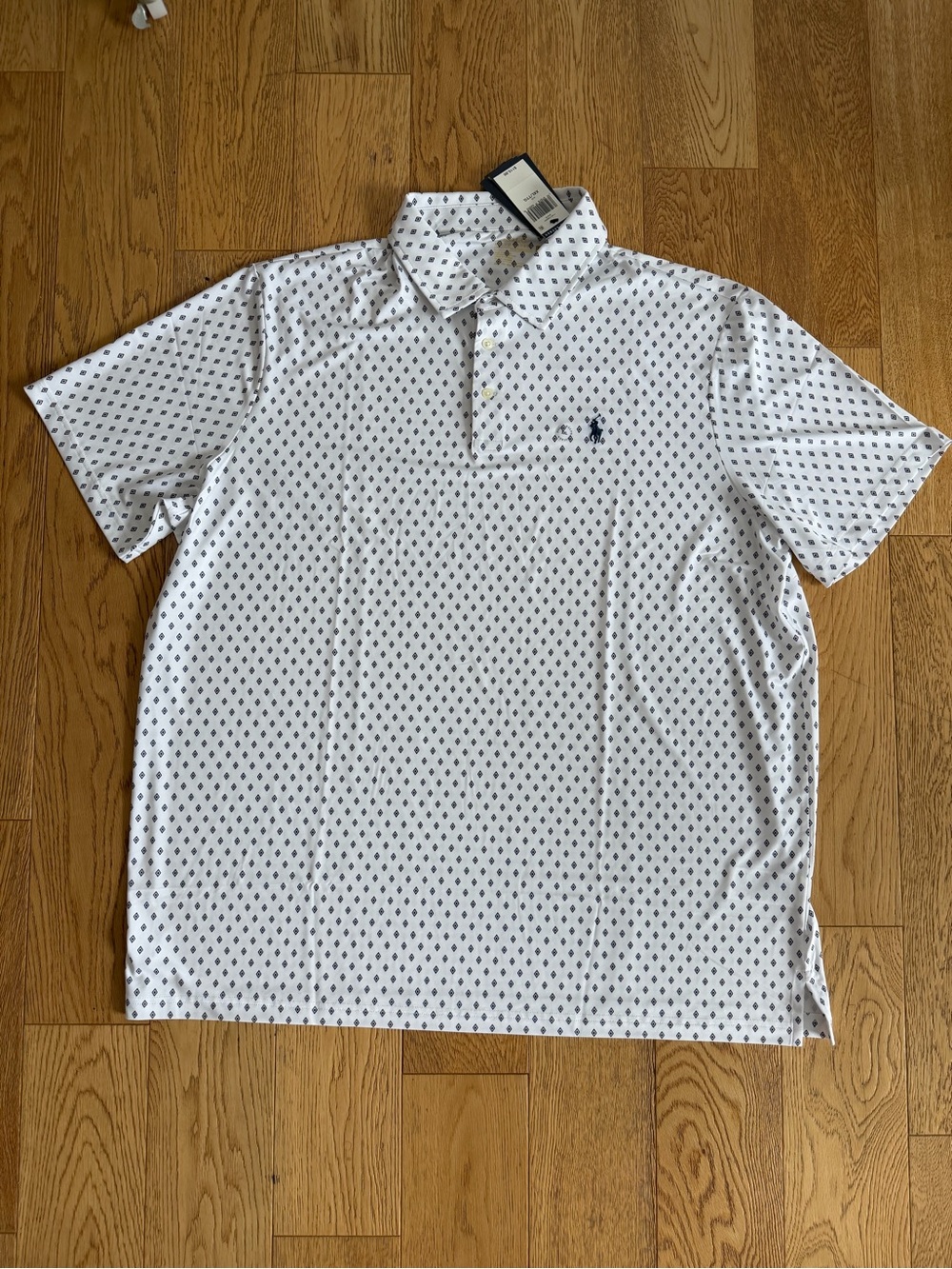 Polo Ralph Lauren Performance Stretch Geometric Polo Shirt Golf 2XL White Pique
